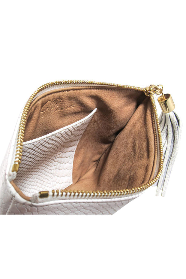 Current Boutique-Gigi New York - White Snakeskin Embossed Clutch