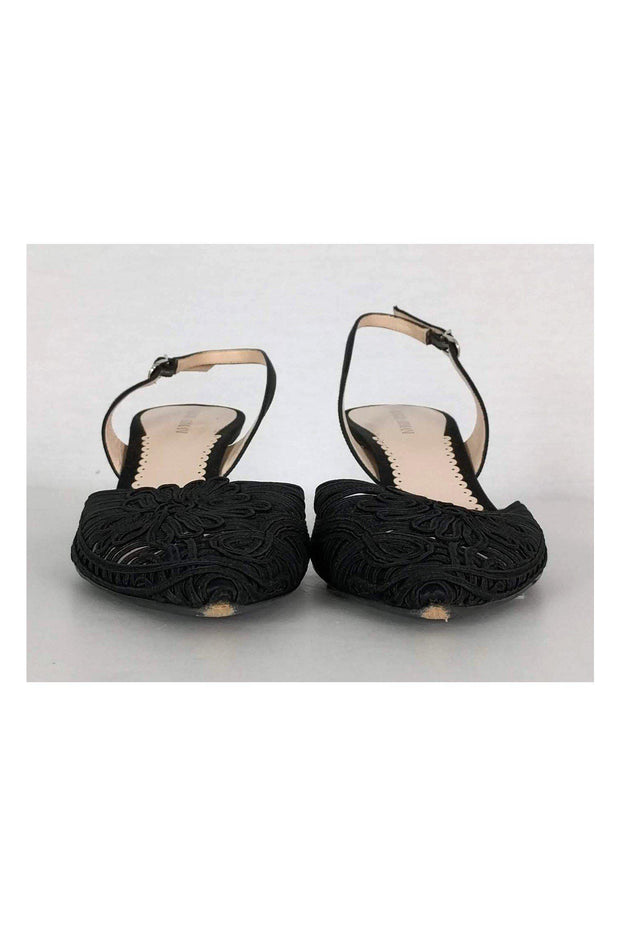 Current Boutique-Giorgio Armani - Black Embroidered Slingbacks Sz 6