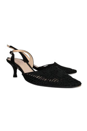 Current Boutique-Giorgio Armani - Black Embroidered Slingbacks Sz 6