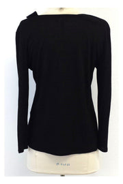 Current Boutique-Giorgio Armani - Black Long Sleeve Semi-Sheer Blouse Sz 10