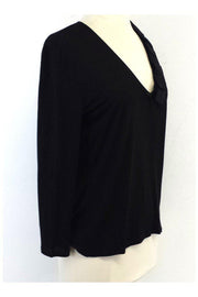 Current Boutique-Giorgio Armani - Black Long Sleeve Semi-Sheer Blouse Sz 10