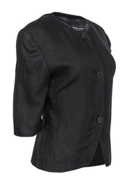 Current Boutique-Giorgio Armani - Dark Brown Button-Front Cropped Sleeve Jacket Sz M