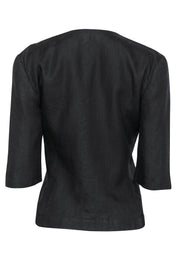 Current Boutique-Giorgio Armani - Dark Brown Button-Front Cropped Sleeve Jacket Sz M