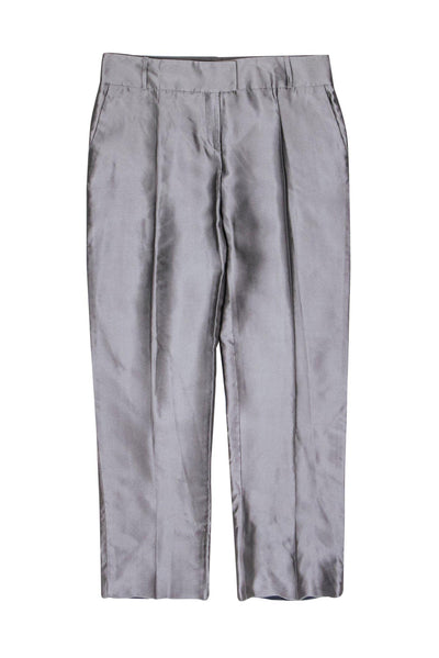 Current Boutique-Giorgio Armani - Grey Shiny Silk Wide Leg Trousers Sz 14