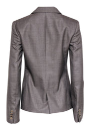 Current Boutique-Giorgio Armani - Grey Two Button Wool & Silk Blazer w/ Gold Hue Sz 4