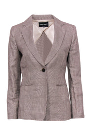 Current Boutique-Giorgio Armani - Light Brown Houndstooth Plaid Single Button Blazer Sz 6