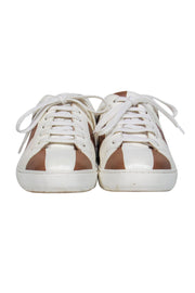 Current Boutique-Giorgio Armani - White & Brown Striped Lace-Up Sneakers Sz 8