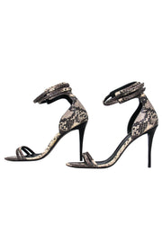 Current Boutique-Giuseppe Zanotti - Beige & Grey Snakeskin Strappy Pumps Sz 6