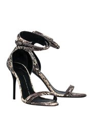 Current Boutique-Giuseppe Zanotti - Beige & Grey Snakeskin Strappy Pumps Sz 6