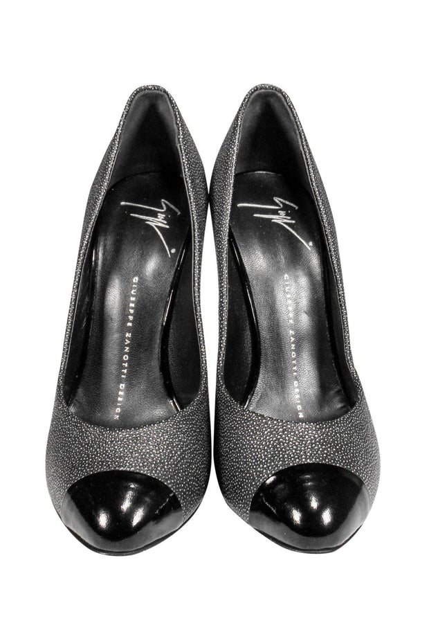 Current Boutique-Giuseppe Zanotti - Black Cap-Toe Pumps w/ Silver Speckles Sz 6.5