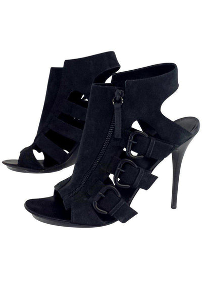 Current Boutique-Giuseppe Zanotti - Black Leather Strappy Heels Sz 8.5