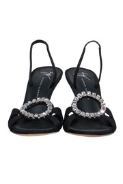 Current Boutique-Giuseppe Zanotti - Black Slingback Heels w/ Crystal Circle Sz 8.5