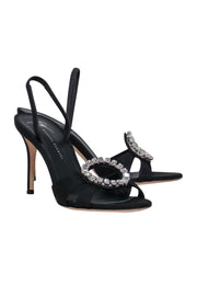 Current Boutique-Giuseppe Zanotti - Black Slingback Heels w/ Crystal Circle Sz 8.5