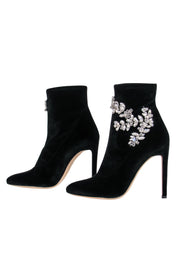 Current Boutique-Giuseppe Zanotti - Black Velvet Booties w/ Crystal Embellishment Sz 8