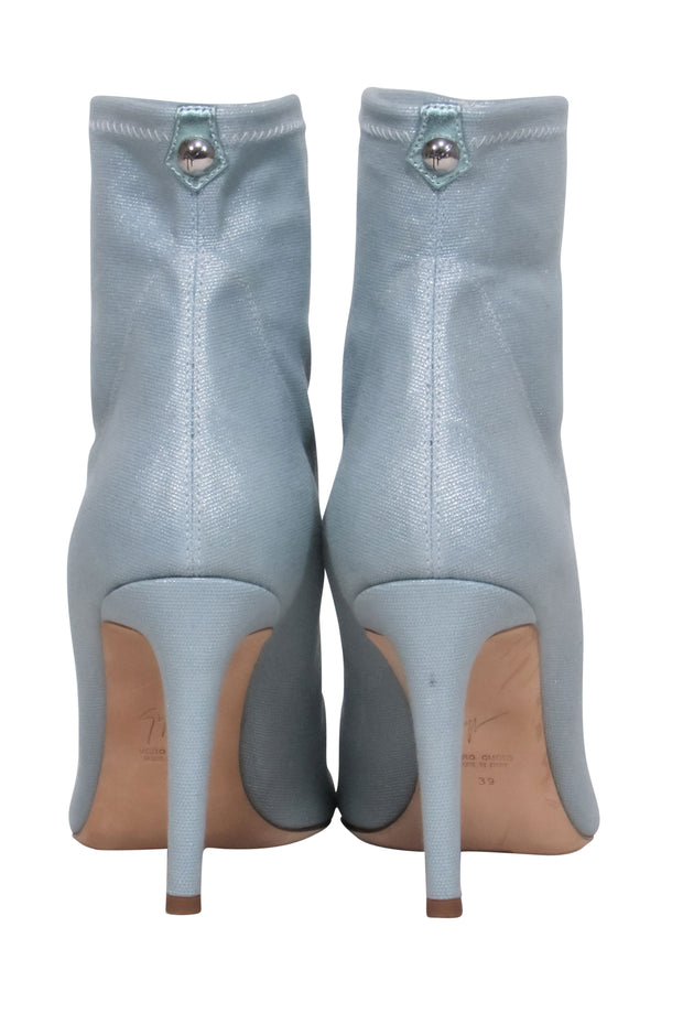 Current Boutique-Giuseppe Zanotti - Light Blue Shimmery Round Toe Booties Sz 9