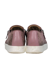 Current Boutique-Giuseppe Zanotti - Pink & Silver Reptile Embossed Zip-Up Platform Sneakers Sz 7