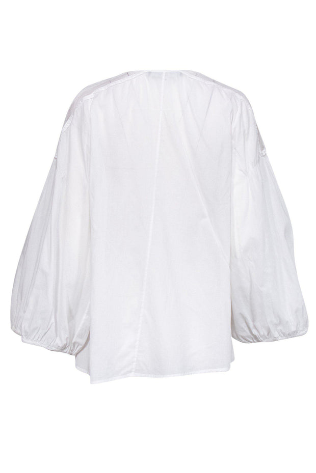 Current Boutique-Givenchy - White Cotton Pintuck Peasant Blouse Sz 10