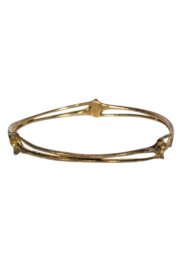 Current Boutique-Gogo - Sterling Silver Gold Plated "Rattlesnake Rib" Stacked Bangle