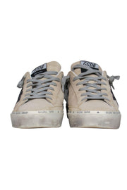 Current Boutique-Golden Goose - Beige Suede Lace-Up Distressed "Hi Star" Sneakers w/ Sparkly Star Design Sz 8