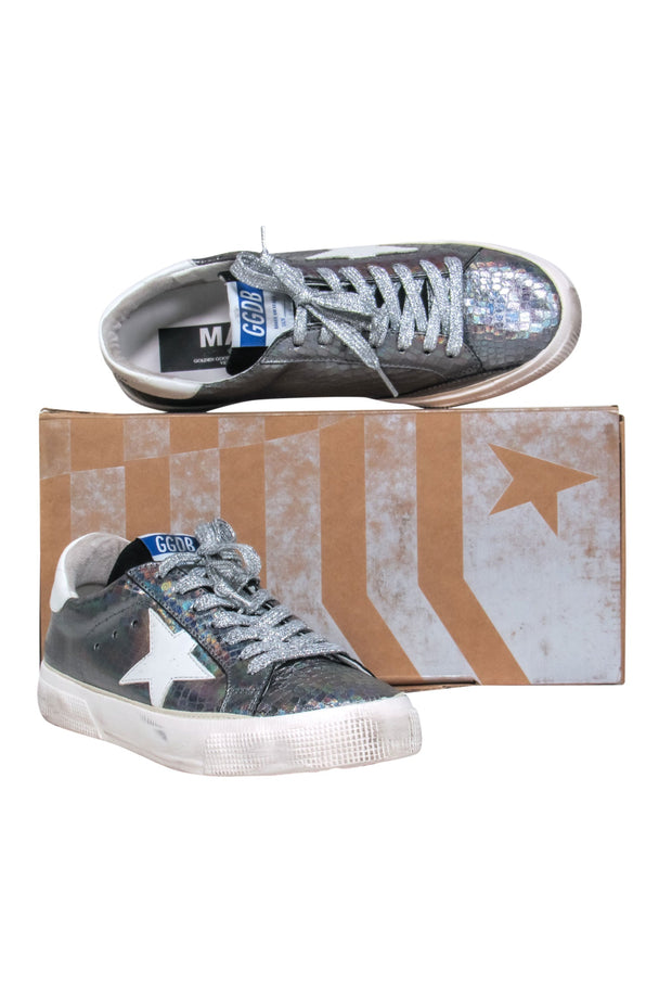 Current Boutique-Golden Goose - Iridescent Snakeskin Embossed "May" Sneakers Sz 9