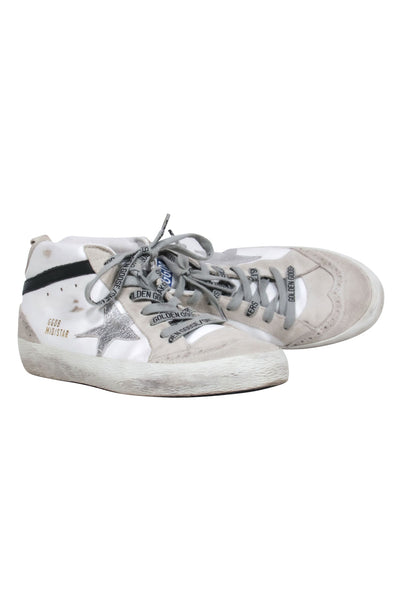 Current Boutique-Golden Goose - White & Grey Leather & Suede "Midstar" Sneakers Sz 9