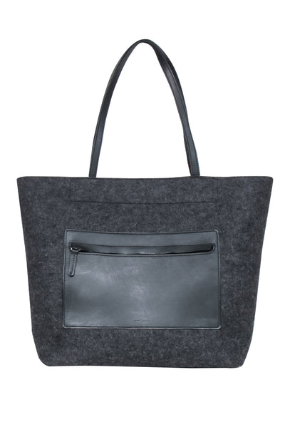 Current Boutique-Graf Lantz - Gray Wool Felt & Leather Tote Bag