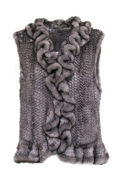 Current Boutique-Grey Rabbit Fur Vest Sz S/M