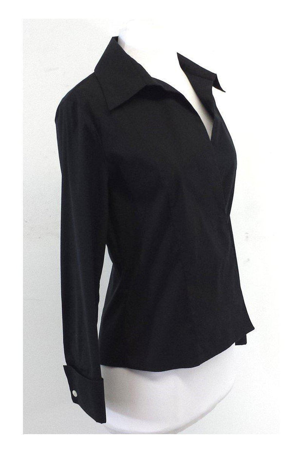 Current Boutique-Gucci - Black Cotton Button-Up Long Sleeve Shirt Sz 4