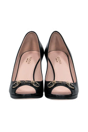 Current Boutique-Gucci - Black Leather Peep Toe Pumps w/ Horsebit Sz 7