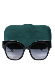 Current Boutique-Gucci - Black Oversized Oblong Sunglasses w/ Stripes & Studs