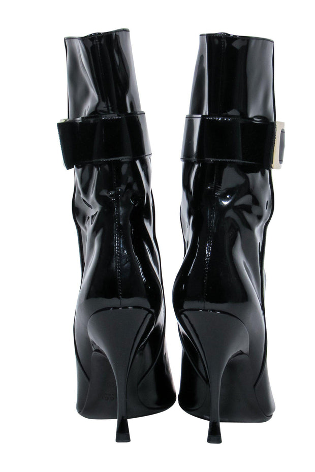 Current Boutique-Gucci - Black Patent Leather Heeled Calf High Booties Sz 6.5