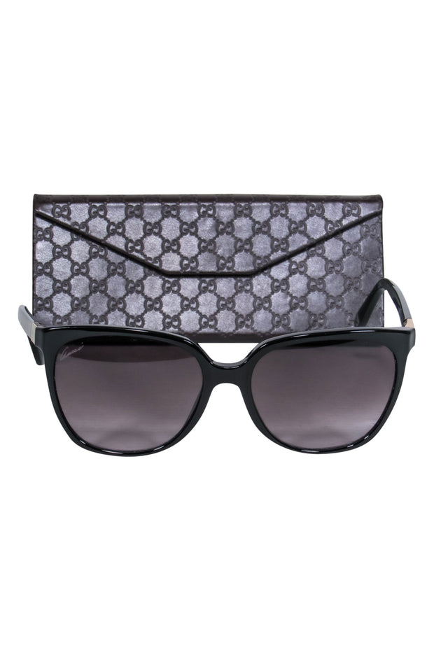 Current Boutique-Gucci - Black Squoval Sunglasses w/ Gold Trim