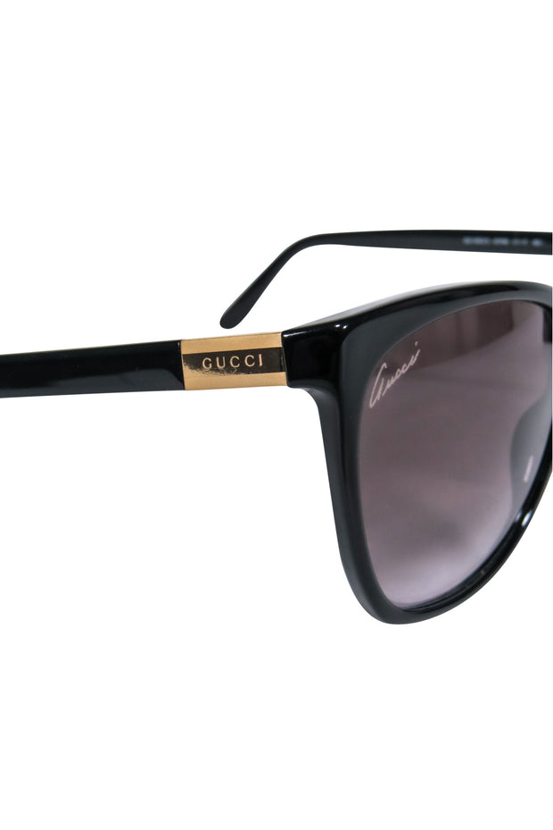 Current Boutique-Gucci - Black Squoval Sunglasses w/ Gold Trim