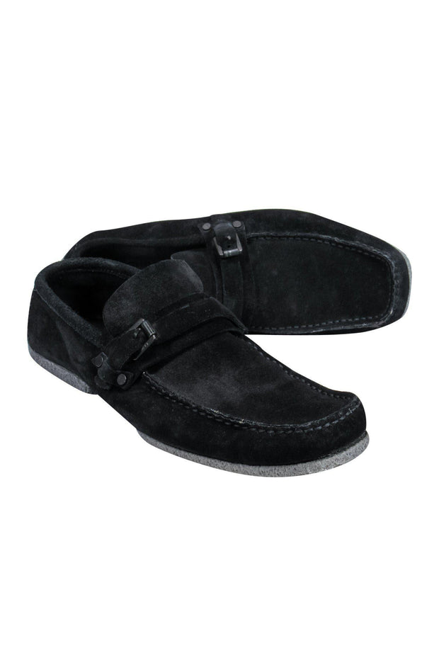 Current Boutique-Gucci - Black Suede Square-Toe Loafers Sz 6.5