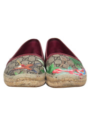 Current Boutique-Gucci - Brown & Multicolored Monogram & Nature Print Espadrilles Sz 7.5