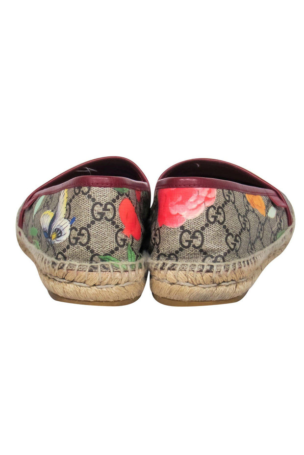 Current Boutique-Gucci - Brown & Multicolored Monogram & Nature Print Espadrilles Sz 7.5