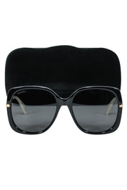 Current Boutique-Gucci - Large Black Square Sunglasses w/ Gold-Toned Hardware