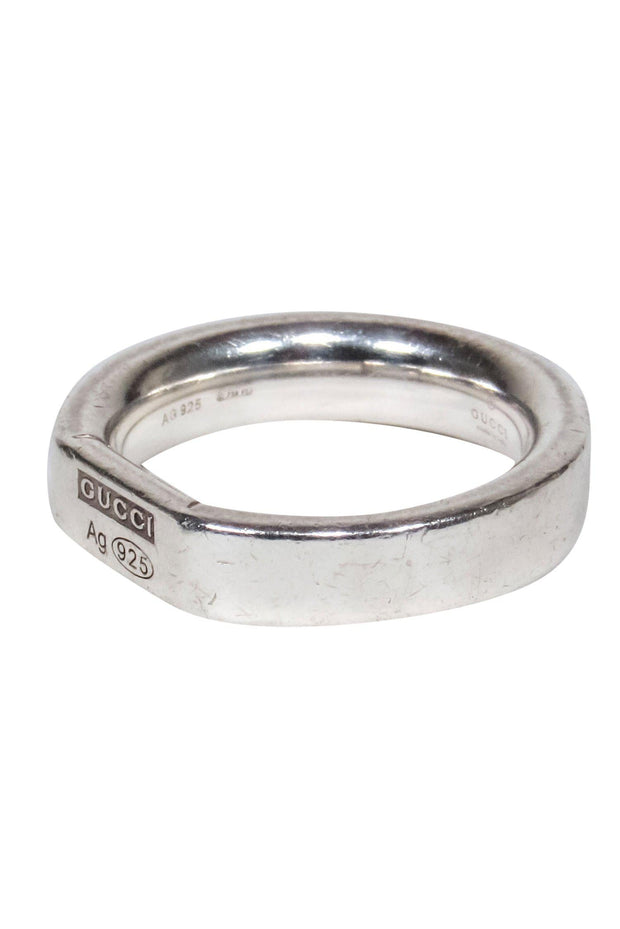 Current Boutique-Gucci - Silver Engraved Flat Top Ring Sz 7.5