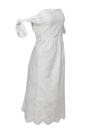 Current Boutique-HD in Paris - White Eyelet Lace Off-the-Shoulder Midi Dress Sz L