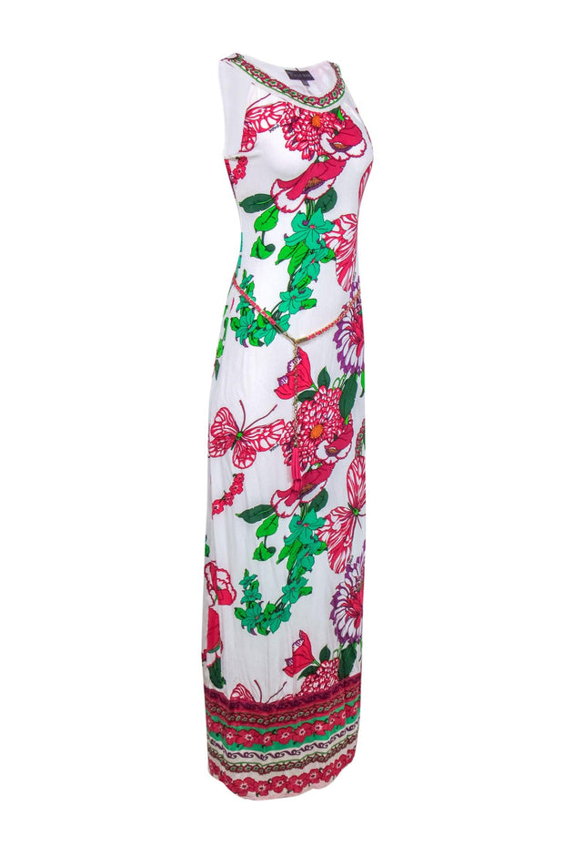 Current Boutique-Hale Bob - White & Floral Print Sleeveless Maxi Dress Sz XS