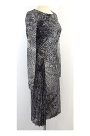 Current Boutique-Halston - Grey Print Long Sleeve Dress Sz 4