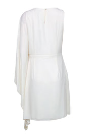 Current Boutique-Halston - White Sheath Dress w/ Draped Sleeve Sz 10