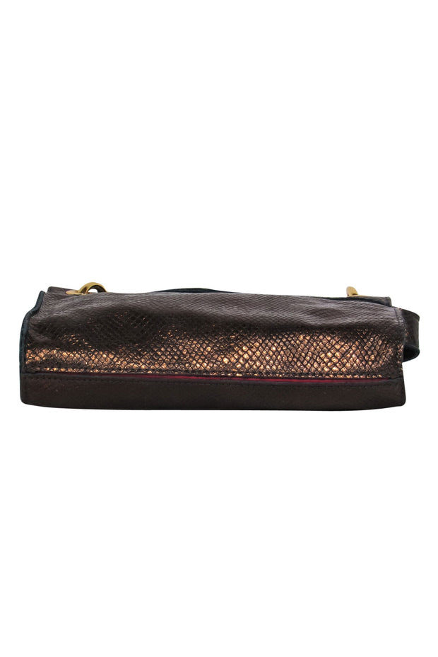 Current Boutique-Hammitt - Bronzed Reptile Textured Leather Crossbody w/ Studs