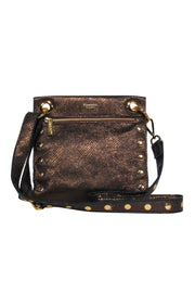 Current Boutique-Hammitt - Bronzed Reptile Textured Leather Crossbody w/ Studs