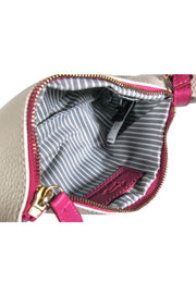 Current Boutique-Harmont & Blaine - White & Pink Pebbled Leather Dachshund Crossbody