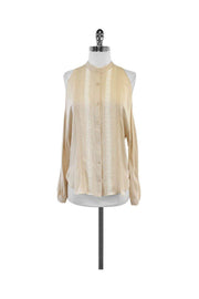 Current Boutique-Haute Hippie - Beige Lace Silk Cold Shoulder Top Sz XS