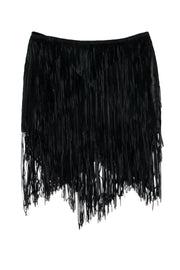 Current Boutique-Haute Hippie - Black Suede Fringe Miniskirt Sz M