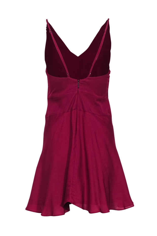 Current Boutique-Haute Hippie - Fuchsia Silk Strappy Mini Dress w/ Drop Waistline Sz 2