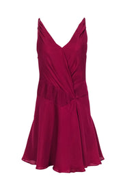 Current Boutique-Haute Hippie - Fuchsia Silk Strappy Mini Dress w/ Drop Waistline Sz 2