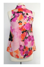 Current Boutique-Haute Hippie - Pink & Orange Print Silk Sleeveless Top Sz XS